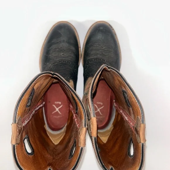 Twisted X Mens Western Boots Size 7 1/2 D‎ Brown Black Square Toe Embroidered - Picture 12 of 12